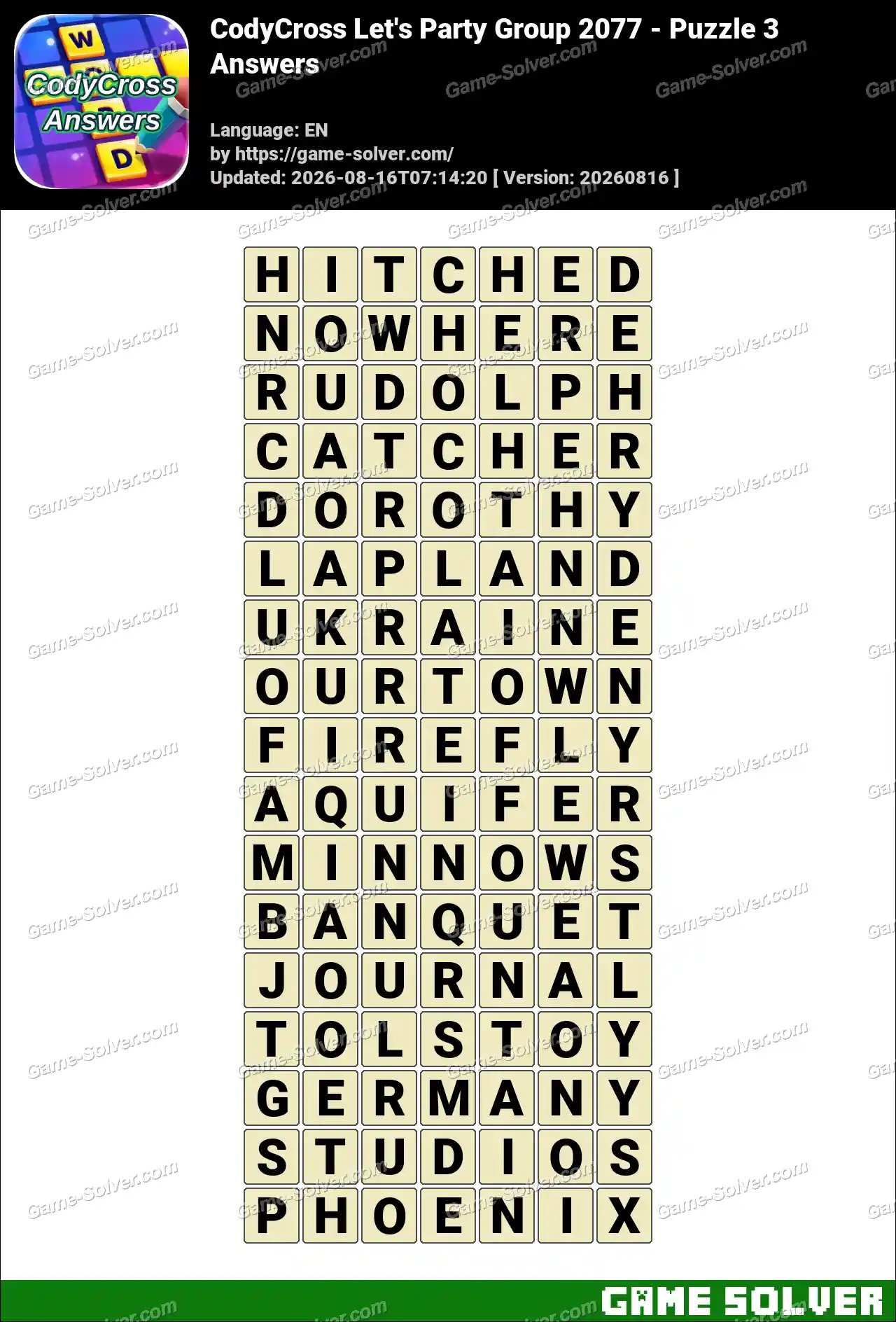 CodyCross Let’s Party Group 2077 – Puzzle 3 Answers